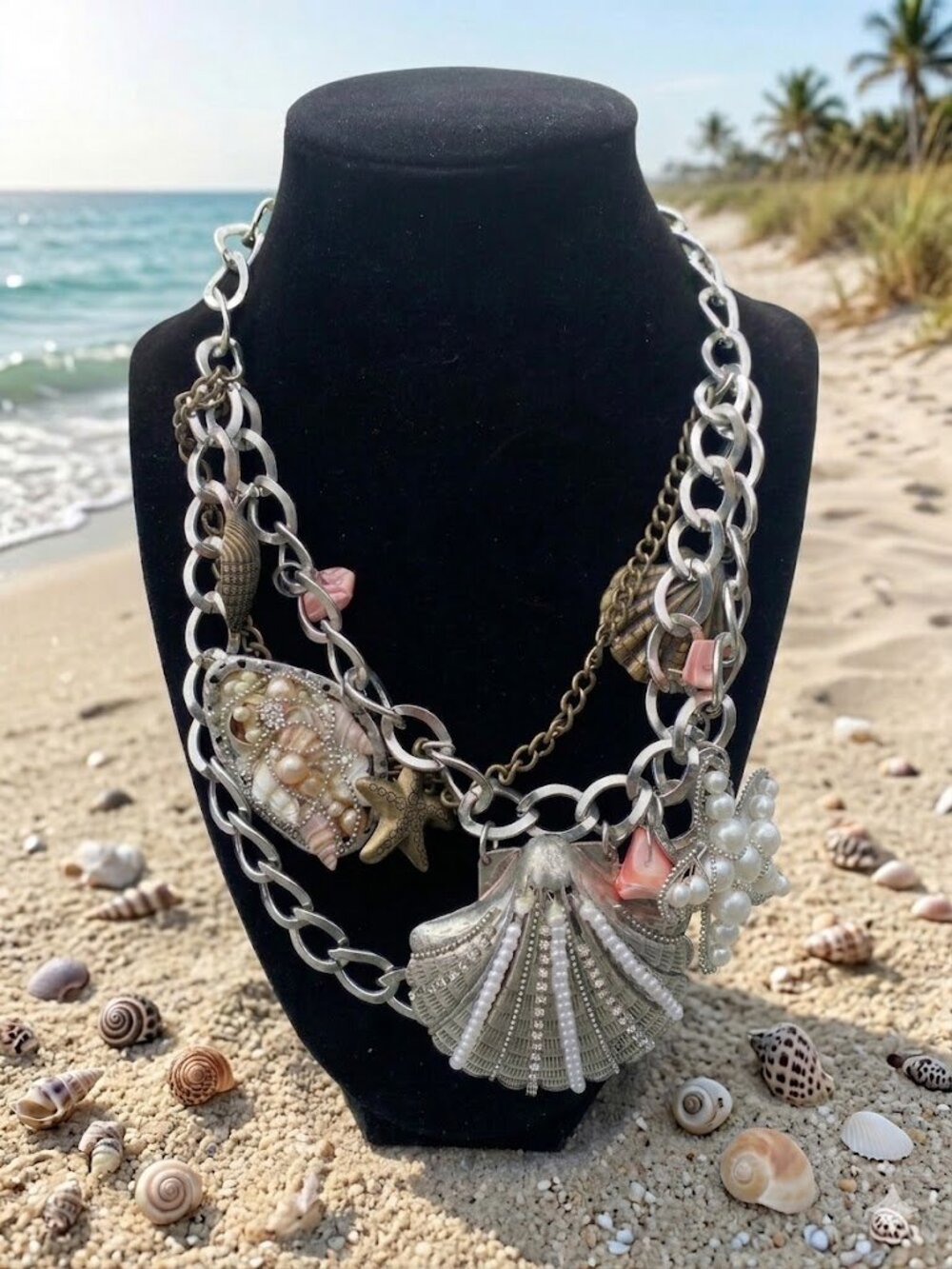 one of a kind beach necklace . perfect for photos.